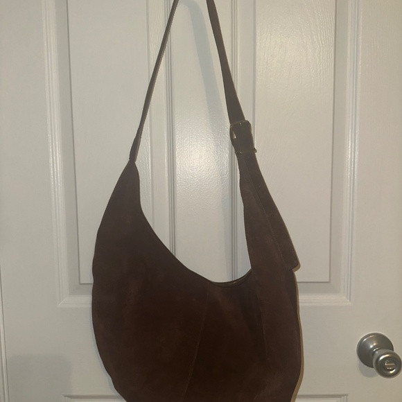 MADEWELL Suede Slouch Sling Bag in Dark Brown Suede - Picture 2 of 5